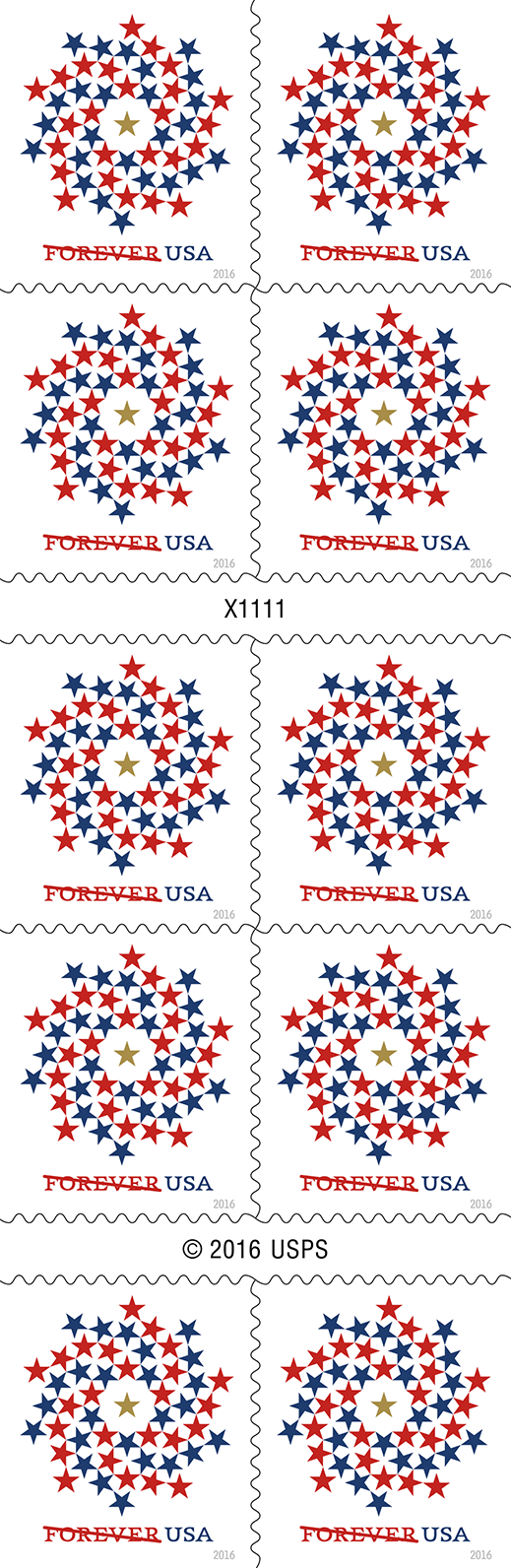 2016 Patriotic Spiral Stars Stamps - Forever Stamps